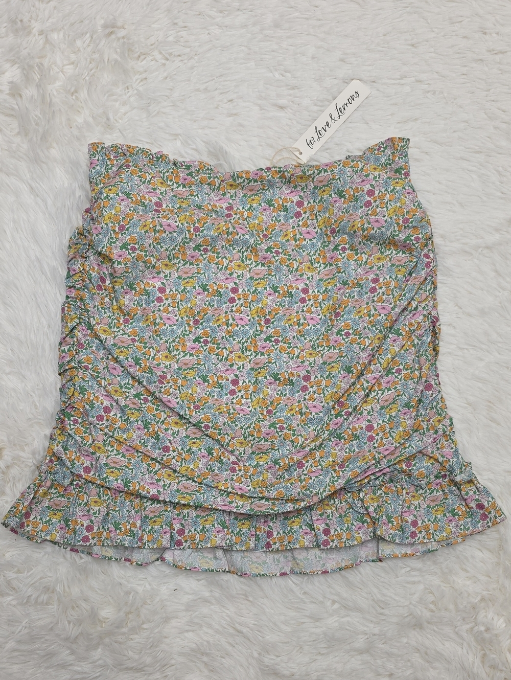 For Love & Lemons Pastel Floral Ruffle Mini Skirt - Size M. NWT